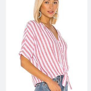 Rails Thea Carmine Stripe Tie-Front Top